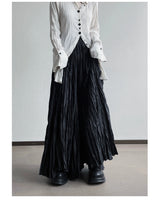 UMI MAO Irregular Fold Maxi Skirt – Elegant A-Line