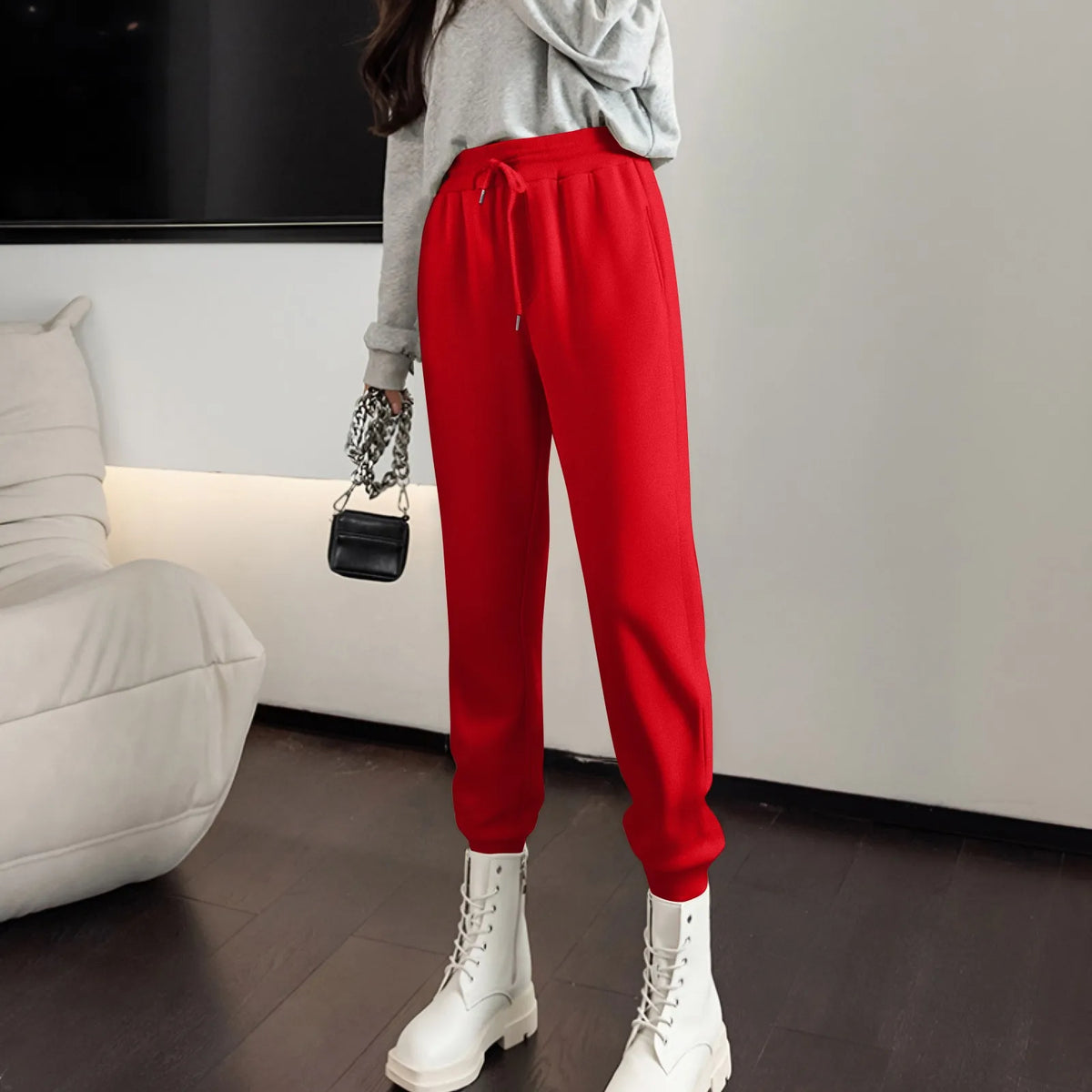 Women's High-Waist Drawstring Straight-Leg Pants