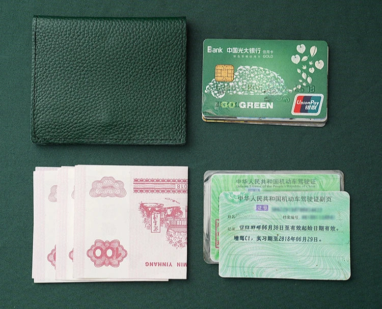 Ultra Thin Genuine Leather Card Holder 8 Slots Mini Wallet Slim Credit Card Case for Men Women