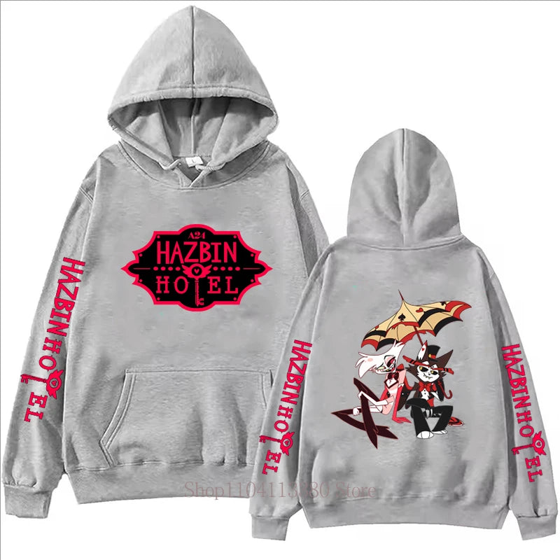 Hazbin Graphic Print Fleece Pullover Hoodie