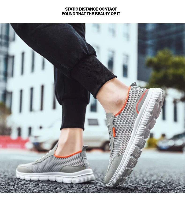 PUAMSS Men's Lightweight Mesh Running Sneakers — Breathable, Lace-Up, Stability