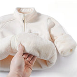 Women's Fleece Zip-Up Jacket with Embroidered Stand Collar