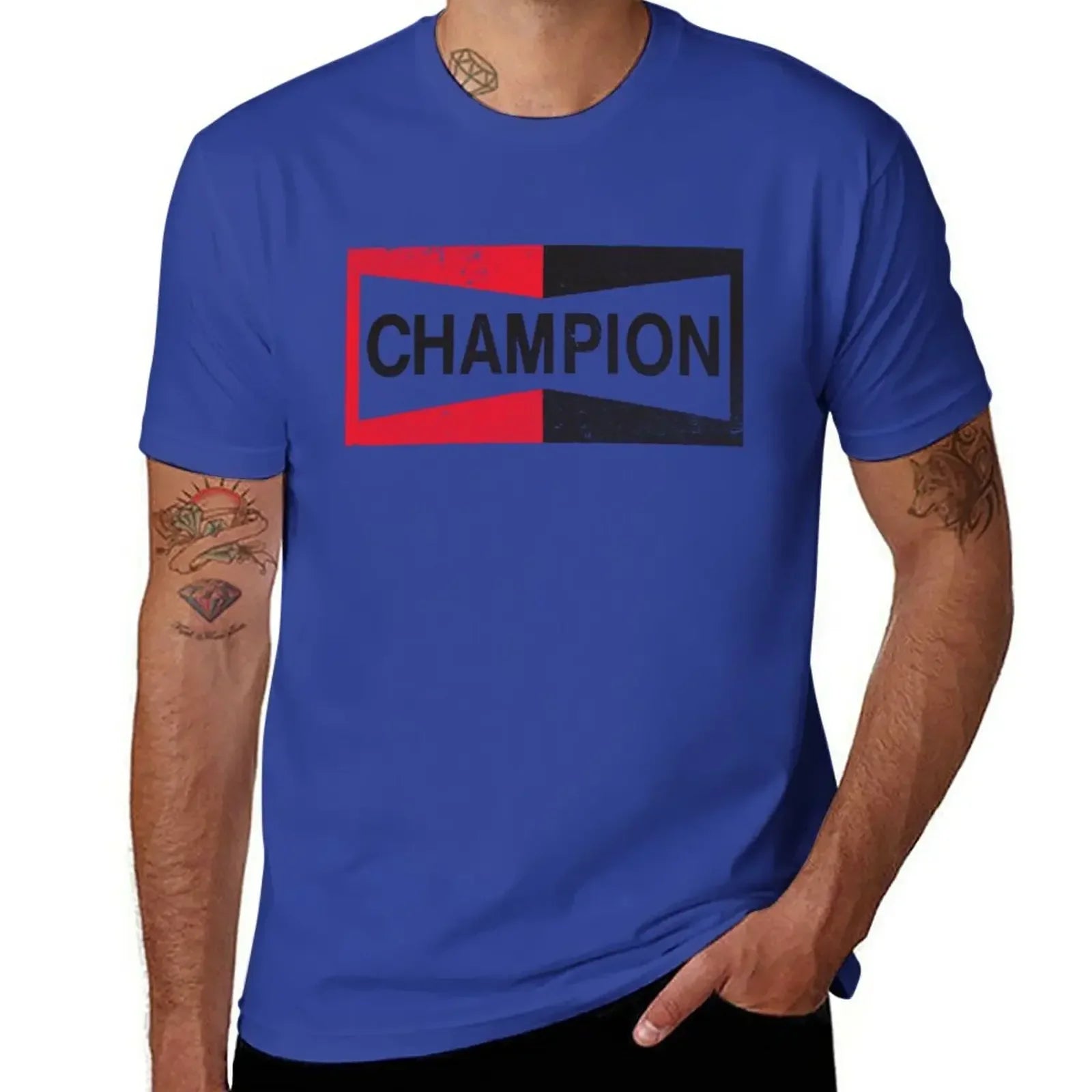 Men’s Champion Spark Plug Retro Distressed Emblem Tee