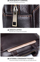 Men's leather handbag, top layer cowhide briefcase, leather laptop bag, diagonal cross office bag