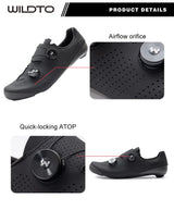 WILDTO Carbon Fiber Sole Cycling Shoes Hardness10 Wear Resistant Road Riding Sneakers Mens Thermoplastic Adjustable Bicyle Shoes