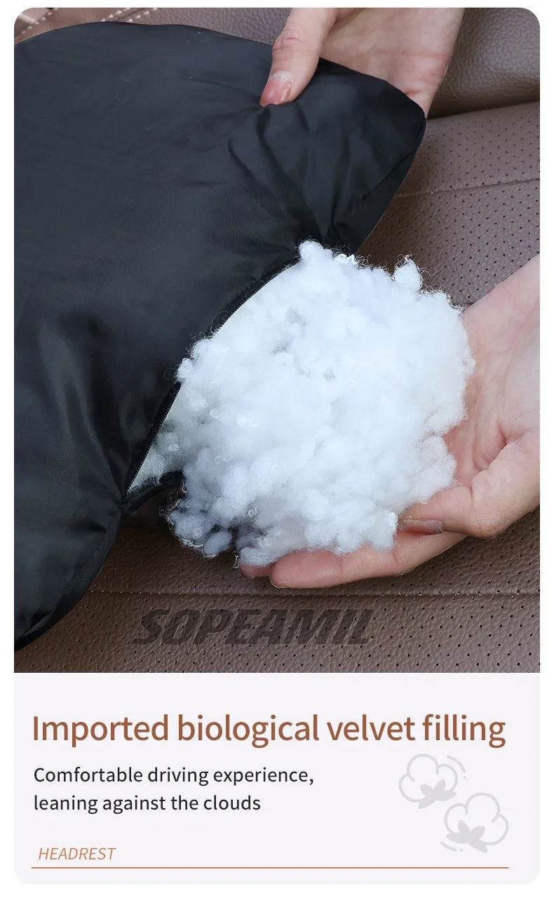 Car Double-Sided Suede Leather Headrest Neck Support Pillow Seat Waist Cushion Tesla Cybertruck Model 3 Model Y Model S Model X