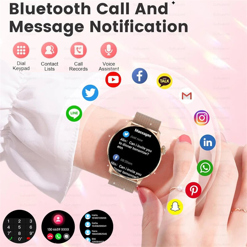 2026 New Lady Fashion Smart Watch women AMOLED HD Screen GPS Sport Heart Rate Bluetooth Call Waterproof Outdoor Smartwatch Women