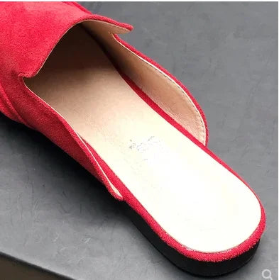 Female Simple Sewing Plain Shoes Outdoor Pointy Toe Slides Camel Blue Soft Sole Wide Fitting 48-33 2022 New Arrivals De Mujer