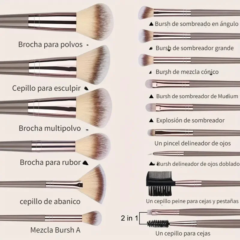 Professional 3-20pc USA-Made Makeup Brush Set - Goat & Synthetic Hair