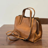 Johnature 2026 Spring New Handbag Genuine Leather Casual Versatile Tote Bag Soft Cowhide Women's Shoulder Crossbody Bag