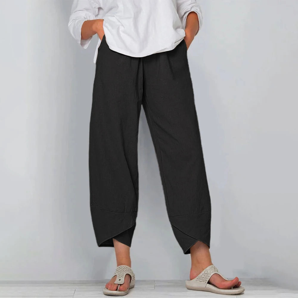 Women's Cotton Linen High-Waist Harem Pants