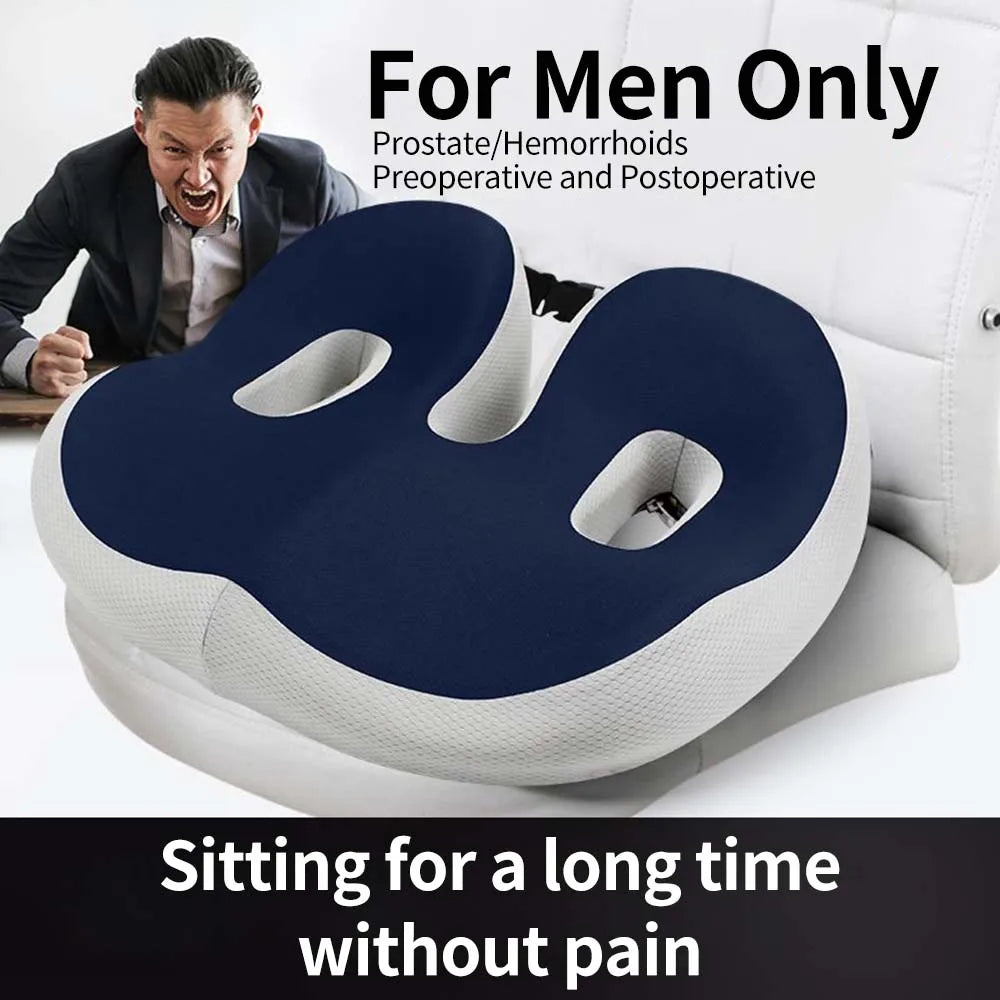 Pressure-resistant and breathable ergonomic seat cushion with slow-recovery filling and curved surface fitting the hips