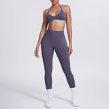 Women 2pcs Patchwork Sport Yoga Suit Training Sleeveless Sport Gym Tops Tummy Control Slimming Booty Leggings Yoga Suit Sports