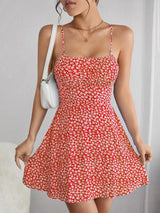 Floral Backless Mini Cami Dress - Summer Beach Style