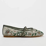 Women's Floral Mesh Mary Jane Flats