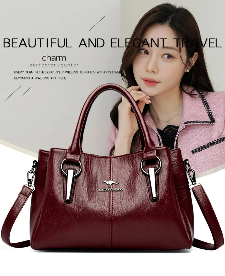 Genuine 3 Layers High Quality Soft Leather Ladies Shoulder Crossbody Bags for Women Luxury Handbags Women Bags Designer