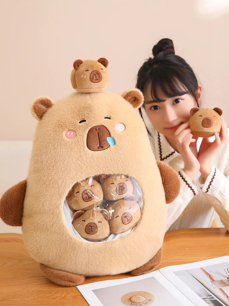 6Pcs Inside Cute capybara Plush Toys Accompany Toy Stuffed Animals Doll Toy Sleep Pillow Children Birthday Gift Home Decor