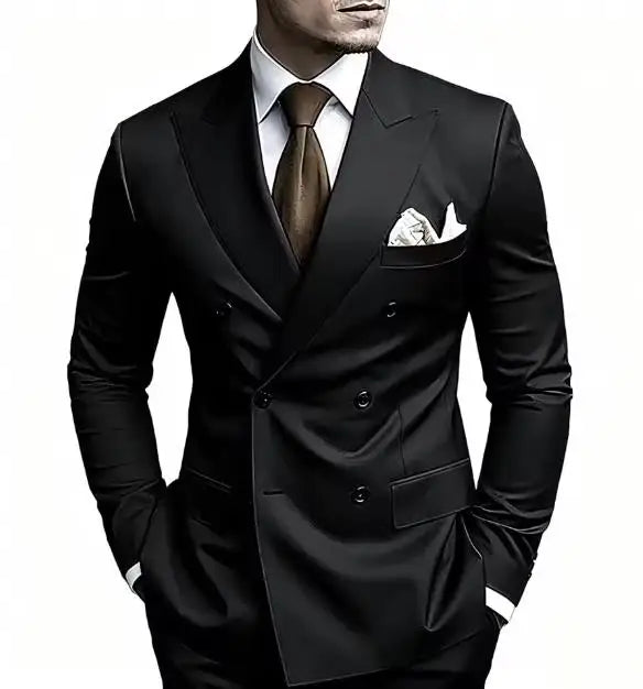 Men’s Double-Breasted Suit for Weddings & Business