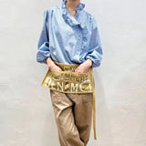 Vintage Letter Print Canvas Waist Bag for Women Multifunctional Crossbody Bag, Casual Apron Chest Bag, Streetwear Fanny Pack