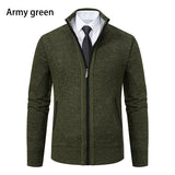 Men’s Fleece-Lined Stand Collar Cardigan