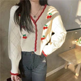 Floral V-Neck Button-Up Knit Cardigan for Women