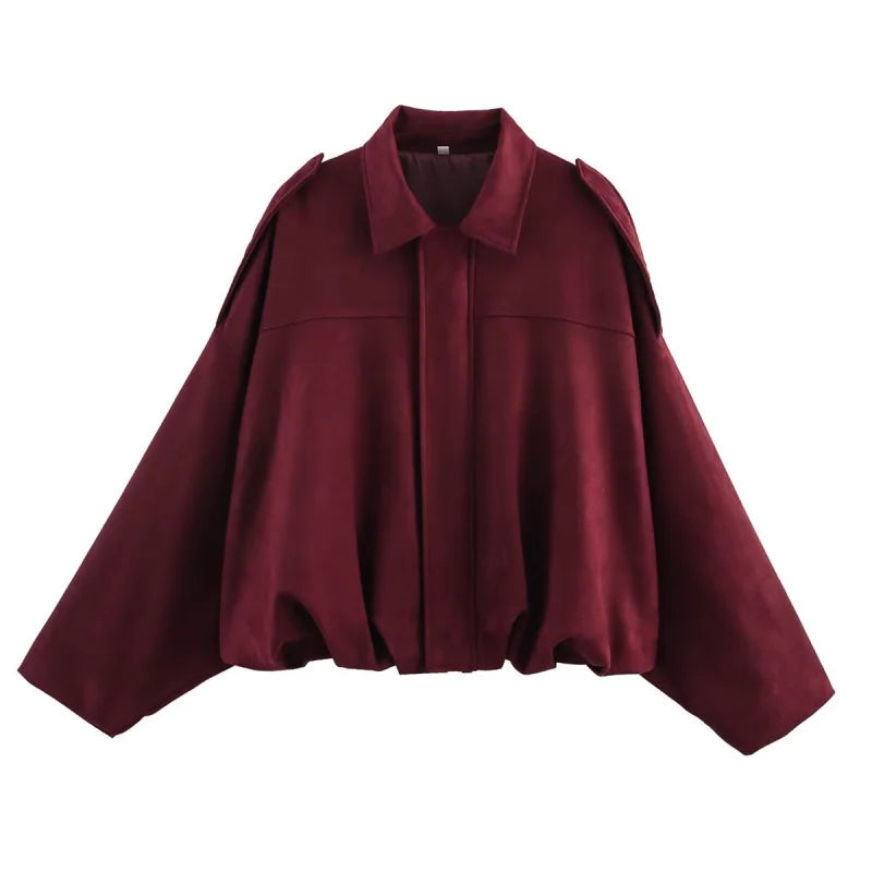ETJ Women's Suede Lapel Shoulder Jacket – Spring 2026