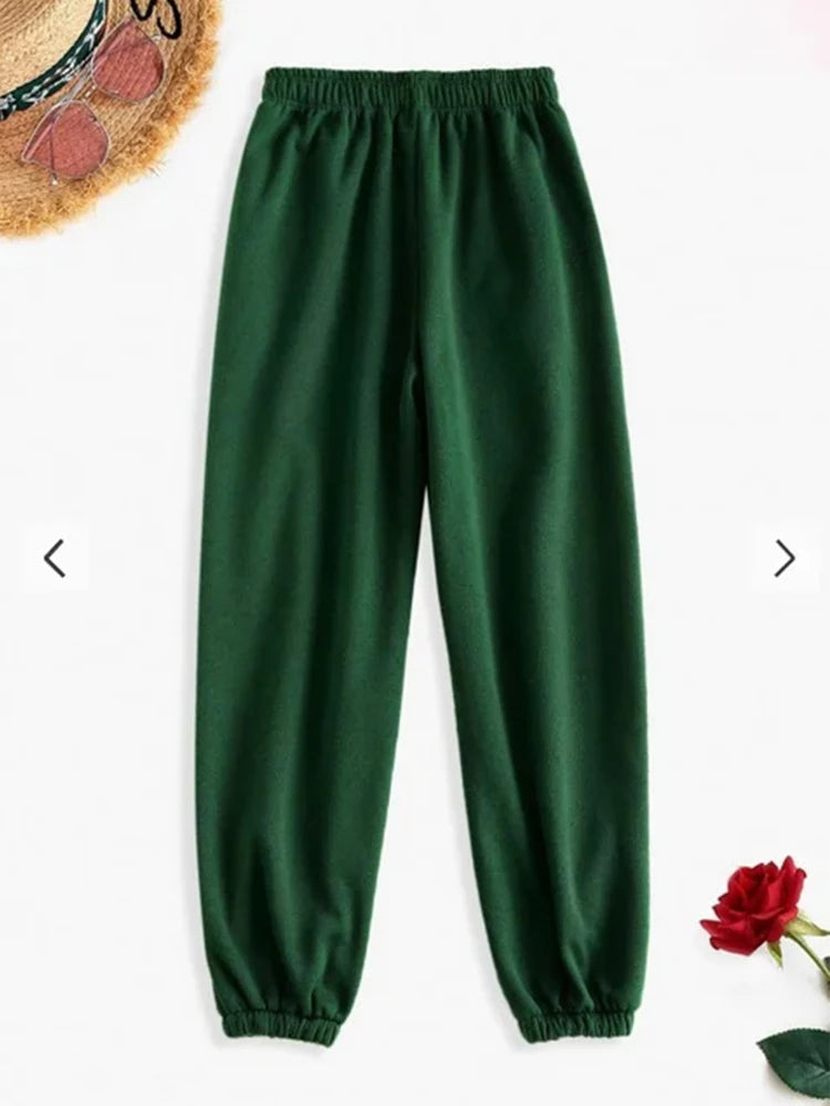Women's High Waist Fleece Sweatpants with Elastic Waistband
