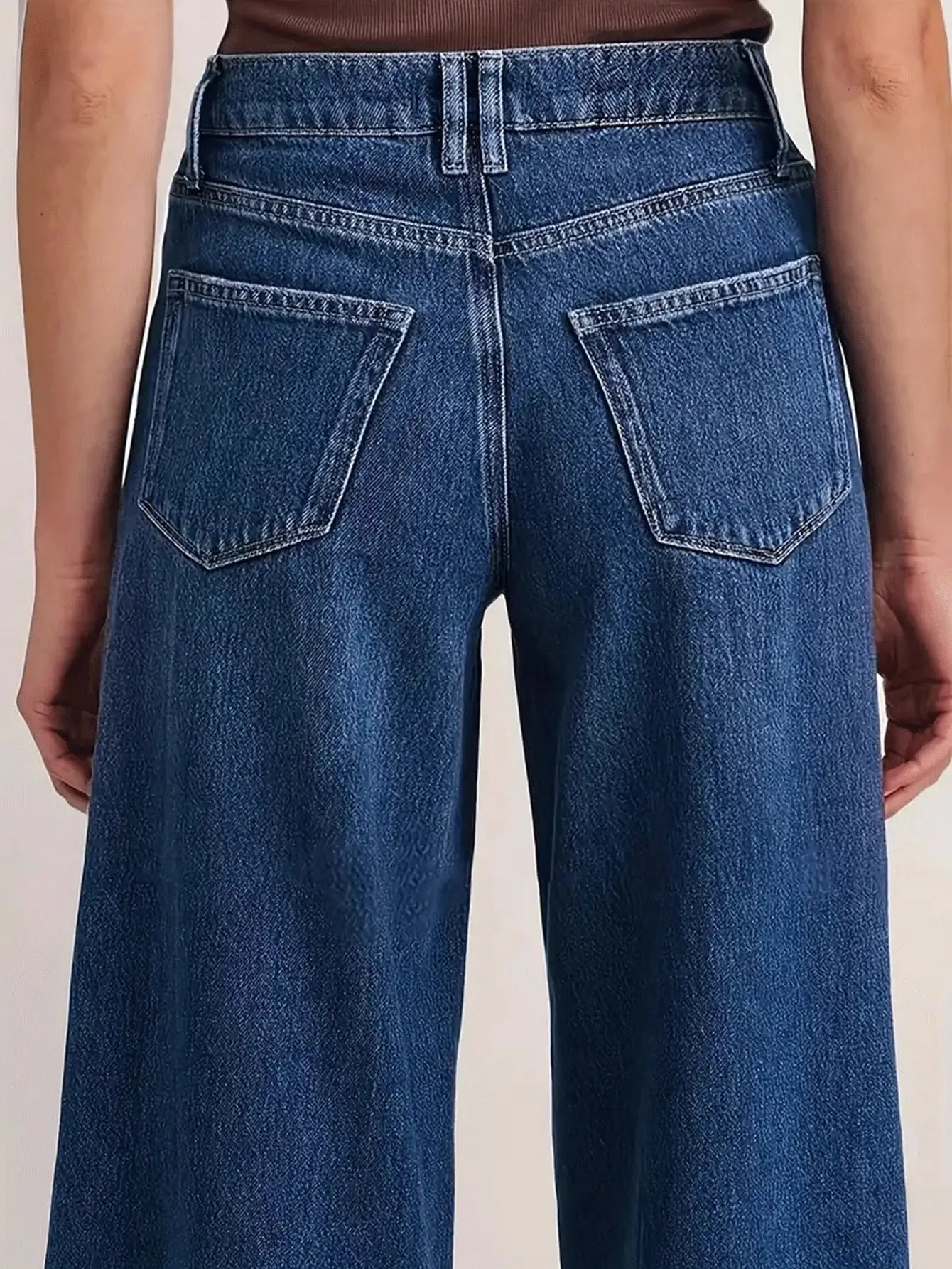 Women's Deep Blue Wide-Leg Jeans | Relaxed Denim