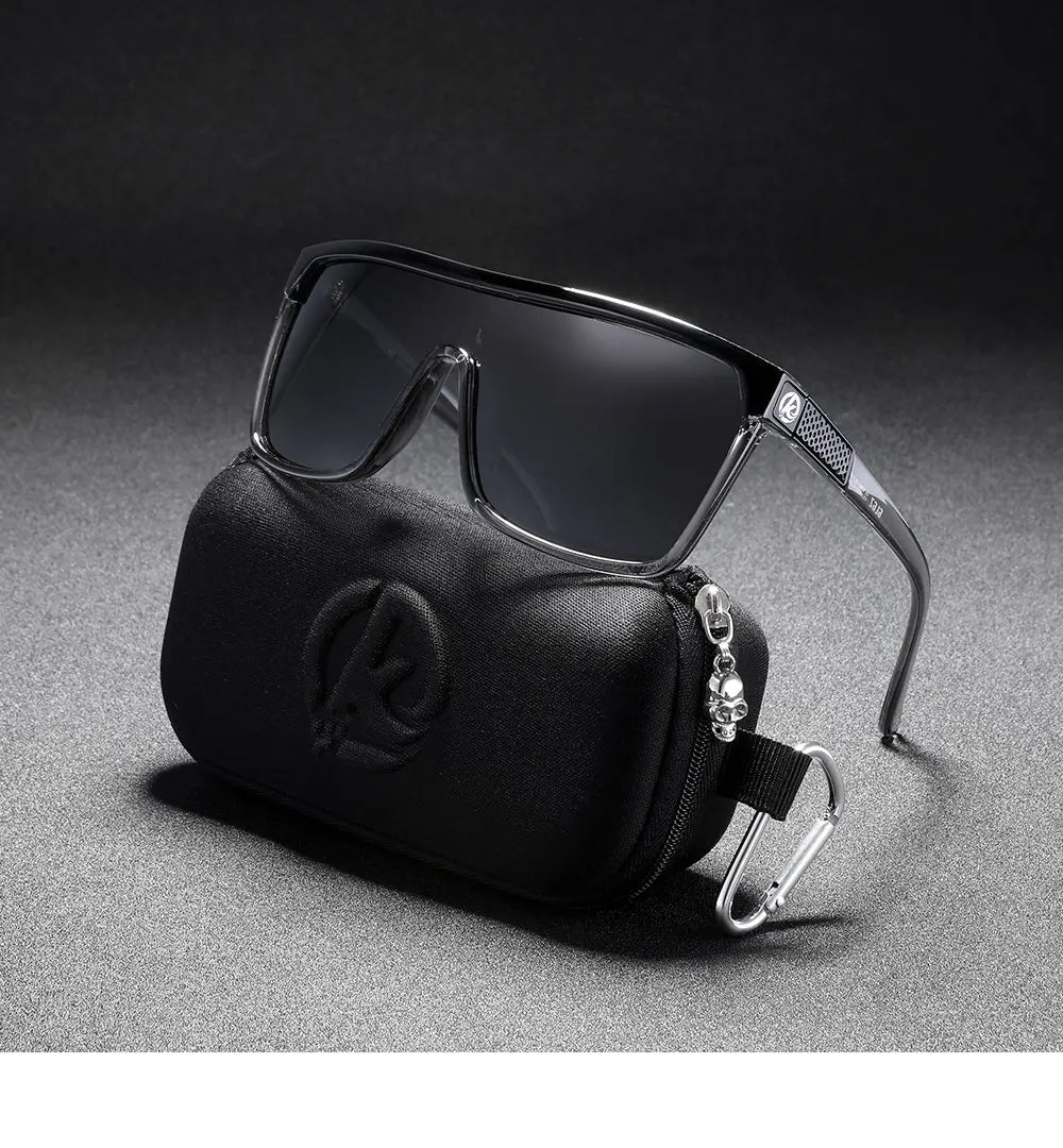 KDEAM One-piece Shape Men Sunglasses Polarized Elastic Paint Surface Sun Glasses Women Suitable Long-lasting Goggles Cat.3