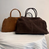 Motingsome Oversized 40cm Women Tote 100% Natural Suede Leather Lady Handbag Luxury Daily Bags Bowling Purses Matte Cowhide Bag