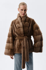 Women's Belted Faux Fur Jacket