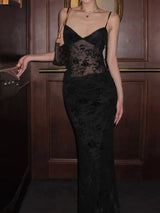 Black V-Neck Asymmetric Maxi Dress