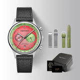 TIMETOKEN New T501GS Mens Watch Japan Miyota OS21 Movement Watermelon Dial Waterproof Chronograph Domed Sapphire Calendar Style