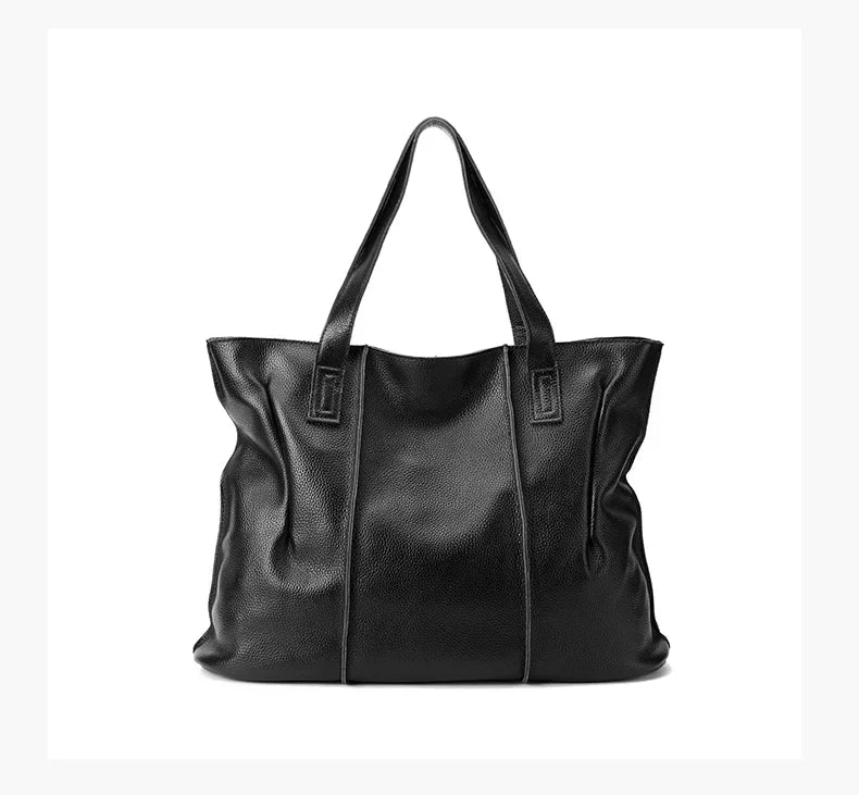 Women's Large Capacity Cowhide Handbag Female Retro Fashion Luxury Bags Ladies Real Natural Cow Leather Shoulder Bag for Lady