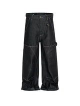MIJKO Black Original Cow Jeans Wood Trousers Bright Line Design Comfortable Fit Workwear Casual Pants ZJ118
