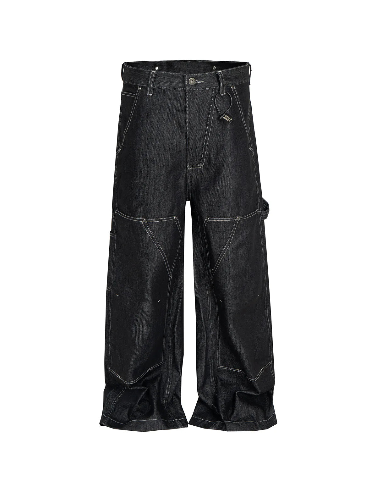 MIJKO Black Original Cow Jeans Wood Trousers Bright Line Design Comfortable Fit Workwear Casual Pants ZJ118