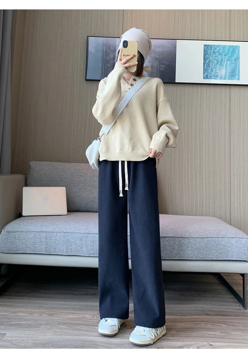 Women's Fleece Wide-Leg Winter Pants