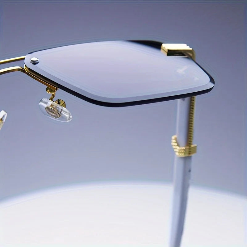 Rimless Rectangle Sunglasses – UV400 Unisex Shades