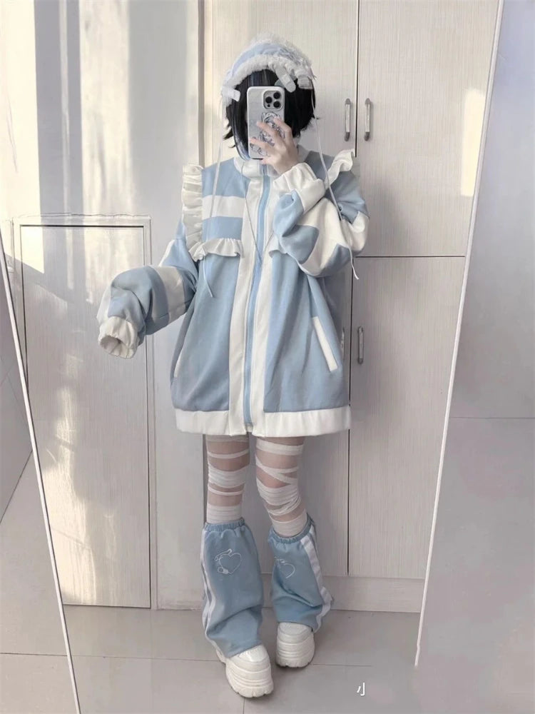 Women's Y2K Ruffle Zip-Up Jacket