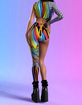 Women's Cyberpunk Rainbow Asymmetrical Bodysuit