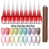 AS 9pcs Cat Eye Magnetic Moonlight Gel Nail Polish Set 15ml Sparkle White Silver Water Light Red UV Gel Nail Art Manicure Vernis