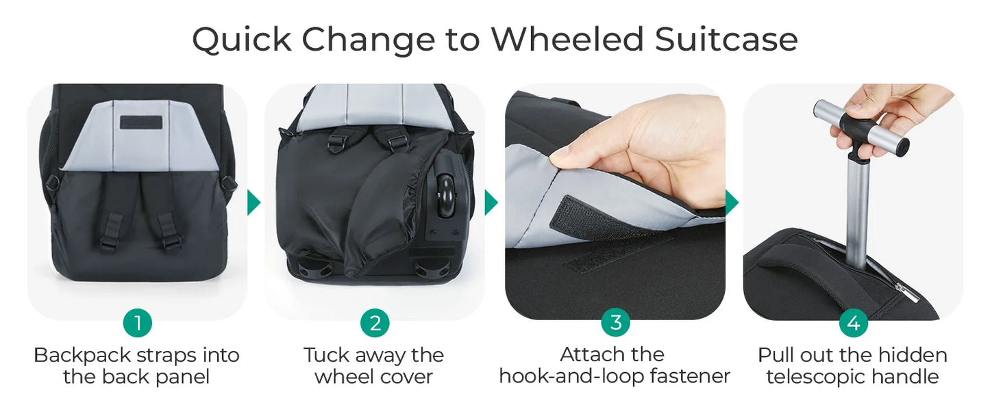 BAGSMART Rolling Backpack 17 Inch Laptop Water Resistant Large Capacity 40L Travel Luggage Wheeled Backpack for Men Women