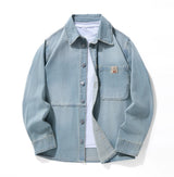 Men's Casual Denim Shirt Jacket Classic Button Up Workwear Style Jean Coat for Spring Fall