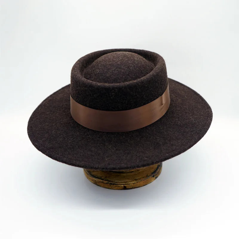 Wool Felt Fedora & Boater Hat – Wide Brim, Unisex