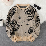 Men's Abstract Star Knit Crew Neck Sweater