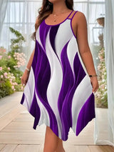 Women’s Plus Asymmetric Geometric Print Strappy Dress