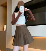 High-Waist Pleated Mini Skirt