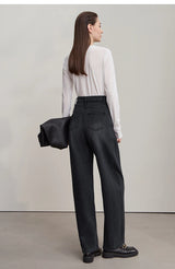 Amii casual Women's jeans 2025 Autumn new minimalist retro Women pants versatile loose cotton wide-leg trousers ladies 12553096