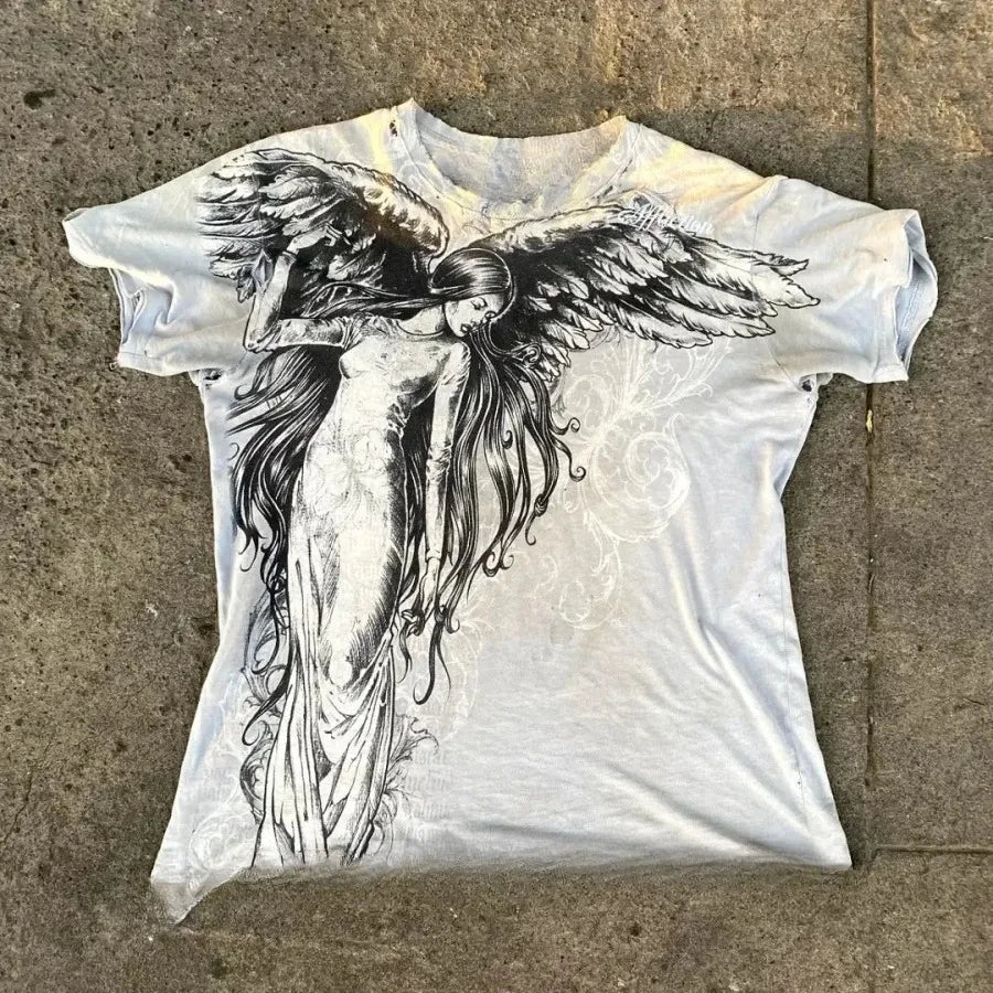Y2K Grunge Oversized Skull Graphic Tee