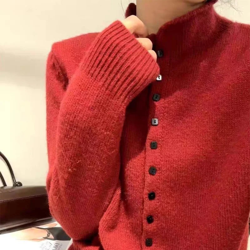 Women's Stand Collar Knit Cardigan
